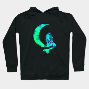 Turquoise Crescent Moon and Mermaid Hoodie